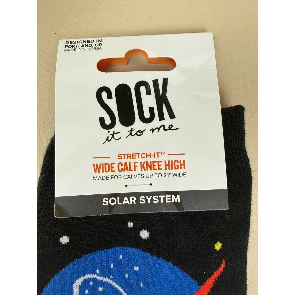 Sock It To Me NASA Wide Calf Knee High Solar System Space Cotton Socks